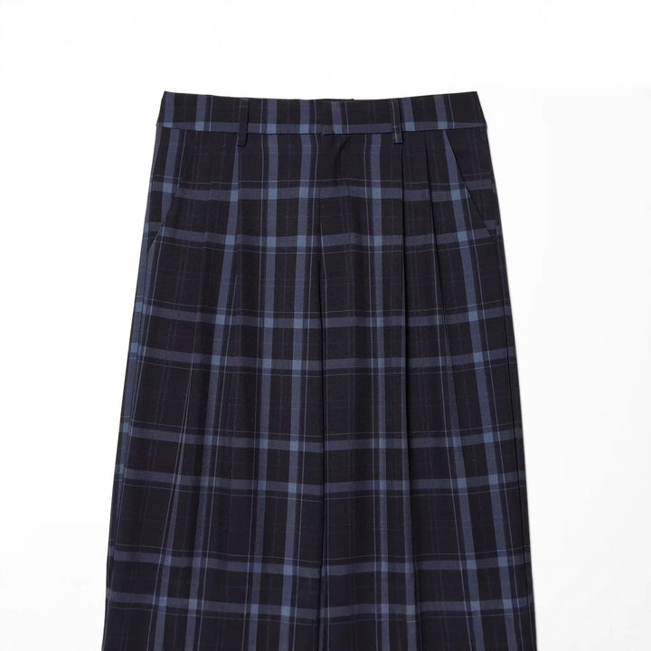 Damen Hochgeschnittene karierte Hose mit weitem Bein, Bügelfalte und Bundschlaufen Echo Archiv