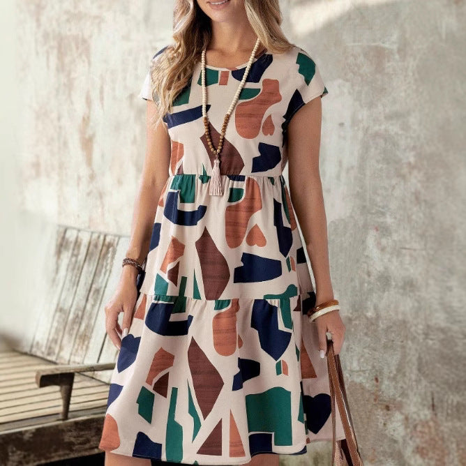 Damen Midikleid mit grafischem Muster und Schlaufenärmel Echo Archiv
