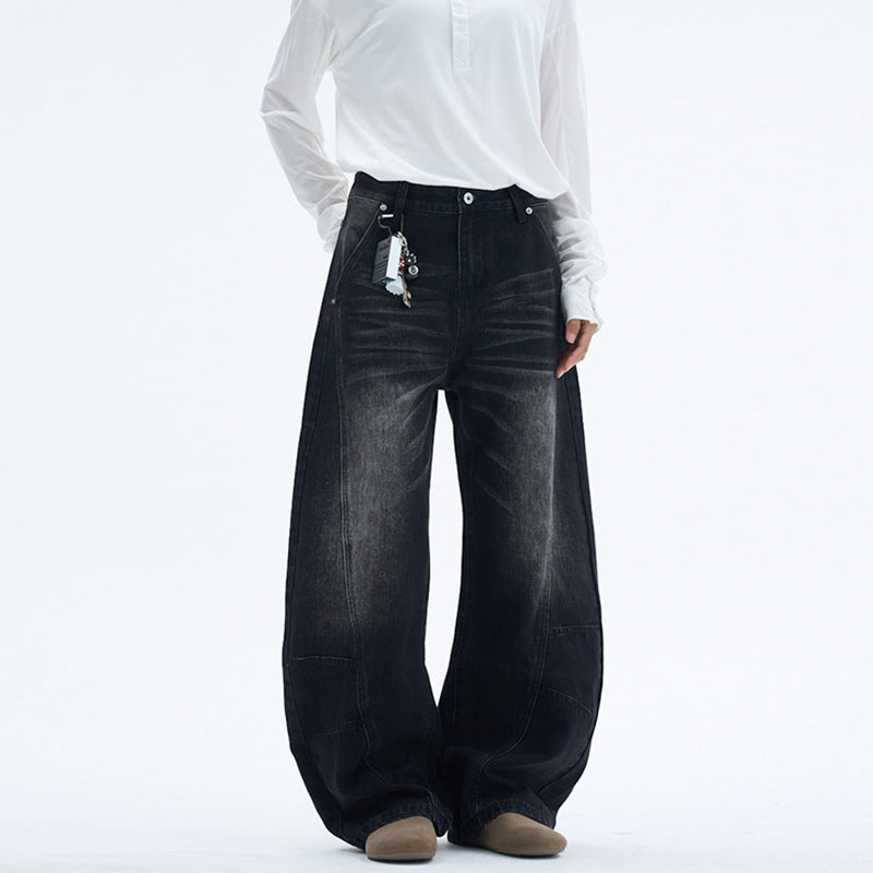 Damen Extraweite Palazzodenim-Jeans mit hoher Bundlinie, Paneelnähten und weitem Saum Echo Archiv