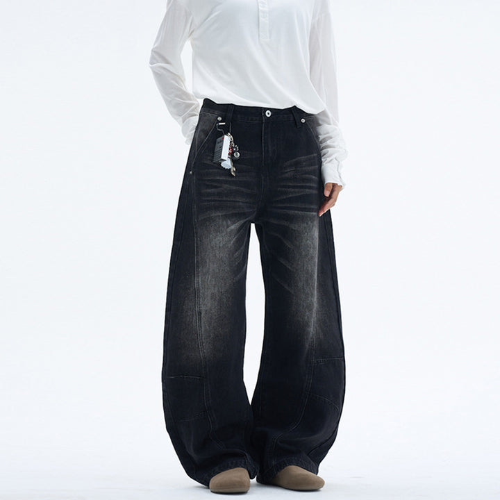 Damen Extraweite Palazzodenim-Jeans mit hoher Bundlinie, Paneelnähten und weitem Saum Echo Archiv