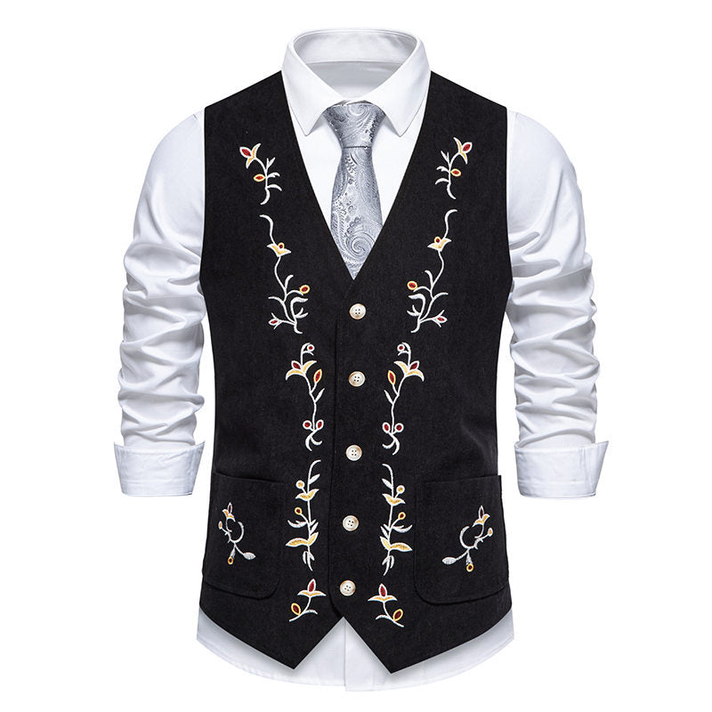 Herren elegante Weste mit floralem Design und praktischen Taschen Echoarchiv