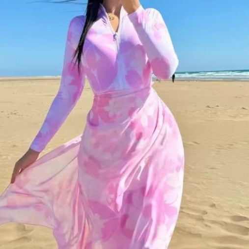 Damen Strandkleid mit Reißverschluss und langen Ärmeln Echo Archiv