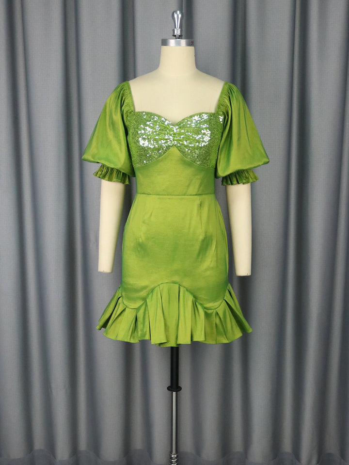 Damen Festliches Kleid mit glitzerndem Bustier und voluminösen Ärmeln Echo Archiv