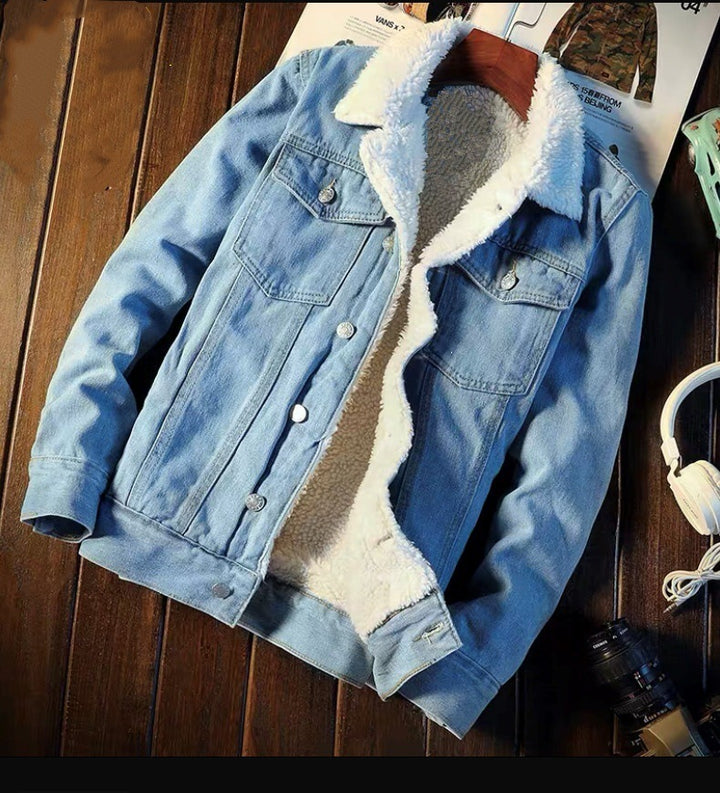 Herren Lässige Denimjacke mit Fleece-Futter Echoarchiv