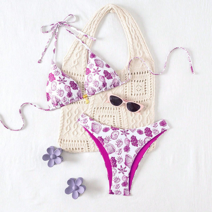 Damen Polka-Dots Triangel-Bikini mit verstellbaren Trägern Echo Archiv