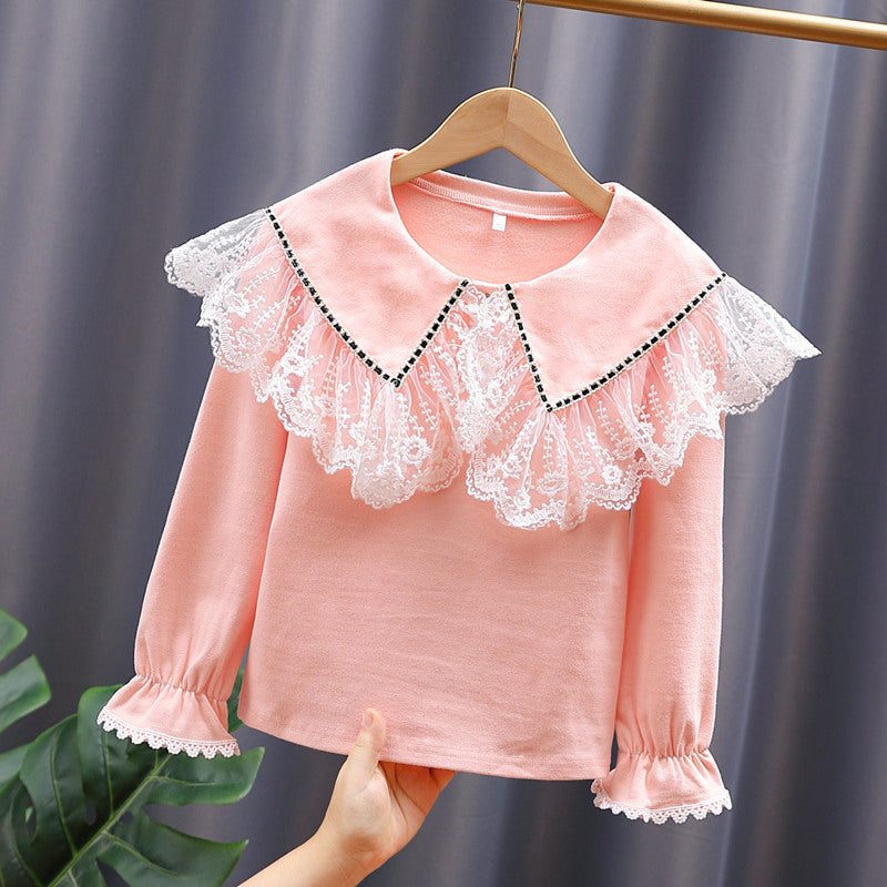 Damen Vintage Langarmshirt mit Spitzenkragen Echo Archiv