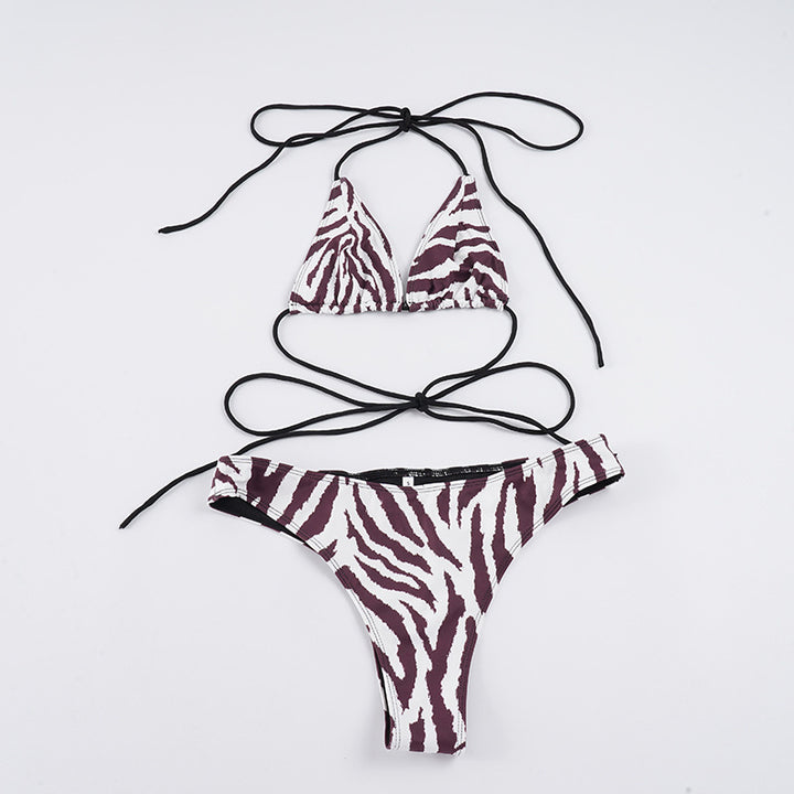 Damen Triangel-Bikini-Set mit stylischem Zebramuster und verstellbaren Trägern Echo Archiv