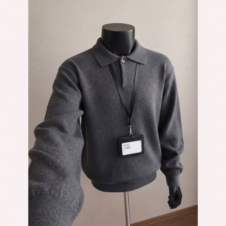 Herren Lässiger Strickpullover mit Polokragen – Norvane