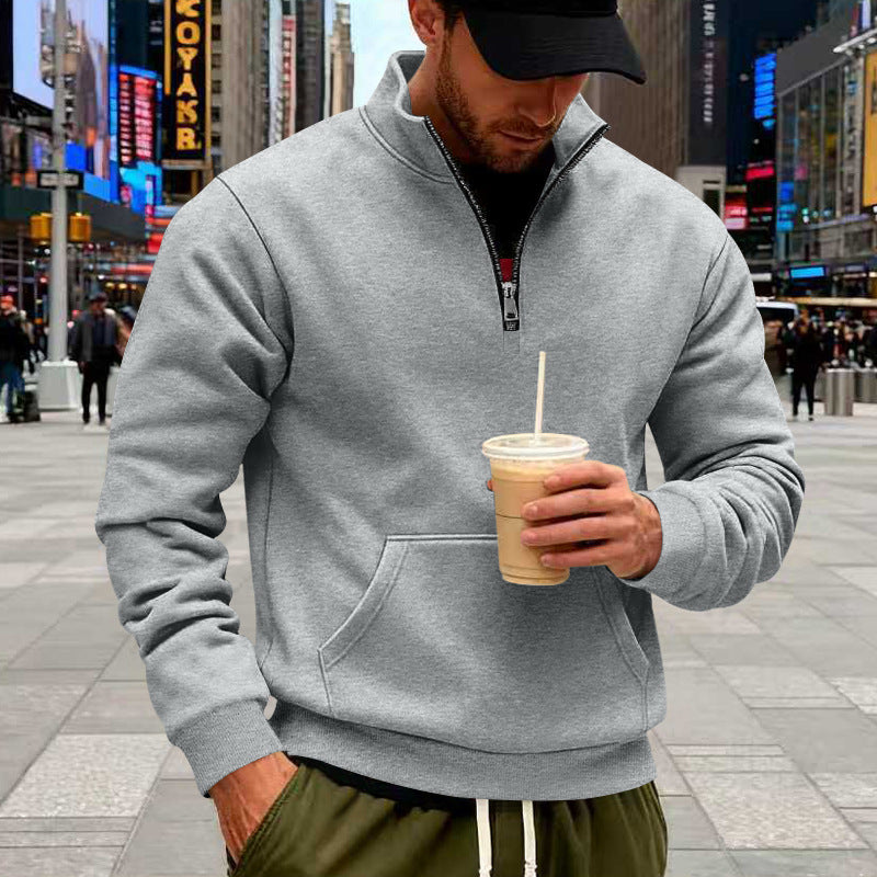 Herren nan Halbzip-Sweatshirt mit Kängurutasche, elastischen Rippbündchen und hohem Stehkragen Echo Archiv