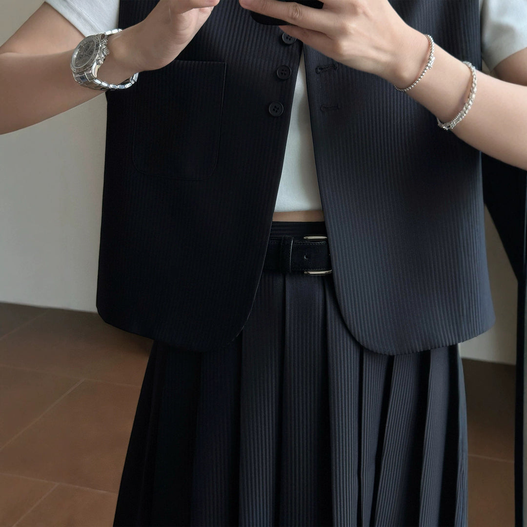 Damen Elegante Blazer-Weste mit gestreiftem Design Echoarchiv