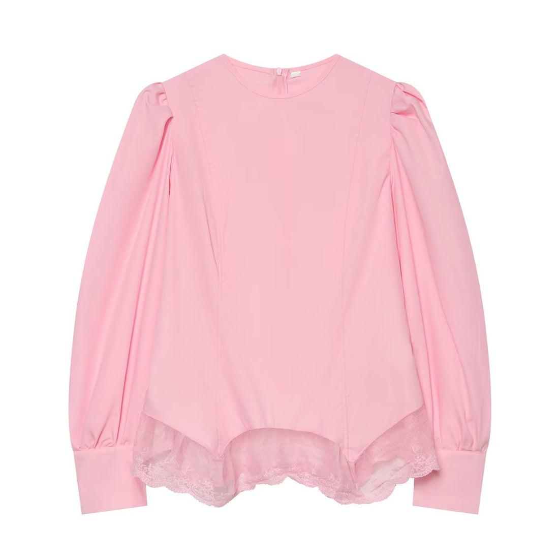 Damen Romantische Bluse mit Puffärmeln und Spitzenbesatz Echo Archiv