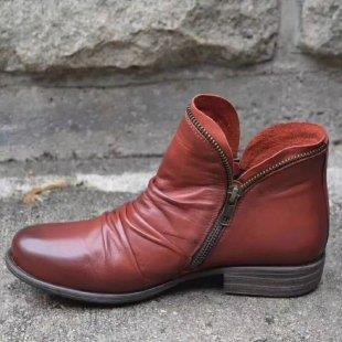 Damen nan knöchelhohe Stiefeletten aus weichem Leder mit seitlichem Reißverschluss und vintage Absatz Echo Archiv