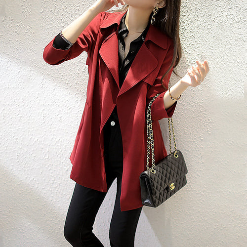 Damen Edles Trenchcoat mit Taillengürtel und praktischen Taschen Echoarchiv
