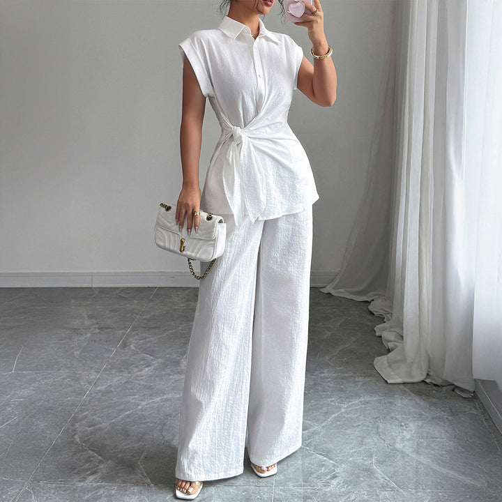 Damen elegantes Zweiteiliges Set mit taillierter Bluse und weit geschnittenen Hosen Echo Archiv