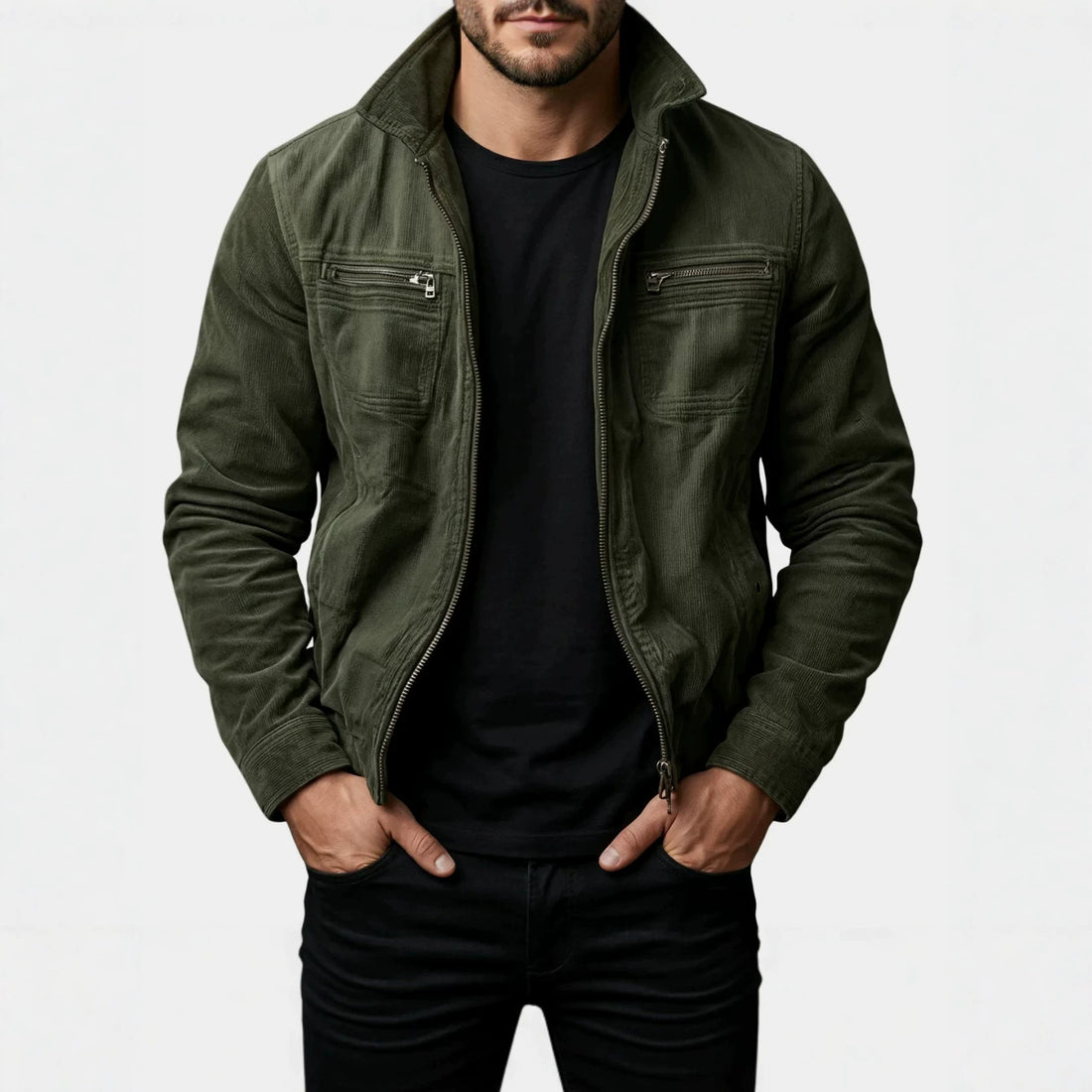 Herren Modische Übergangs-Utility-Jacke mit Reißverschluss – Taviero