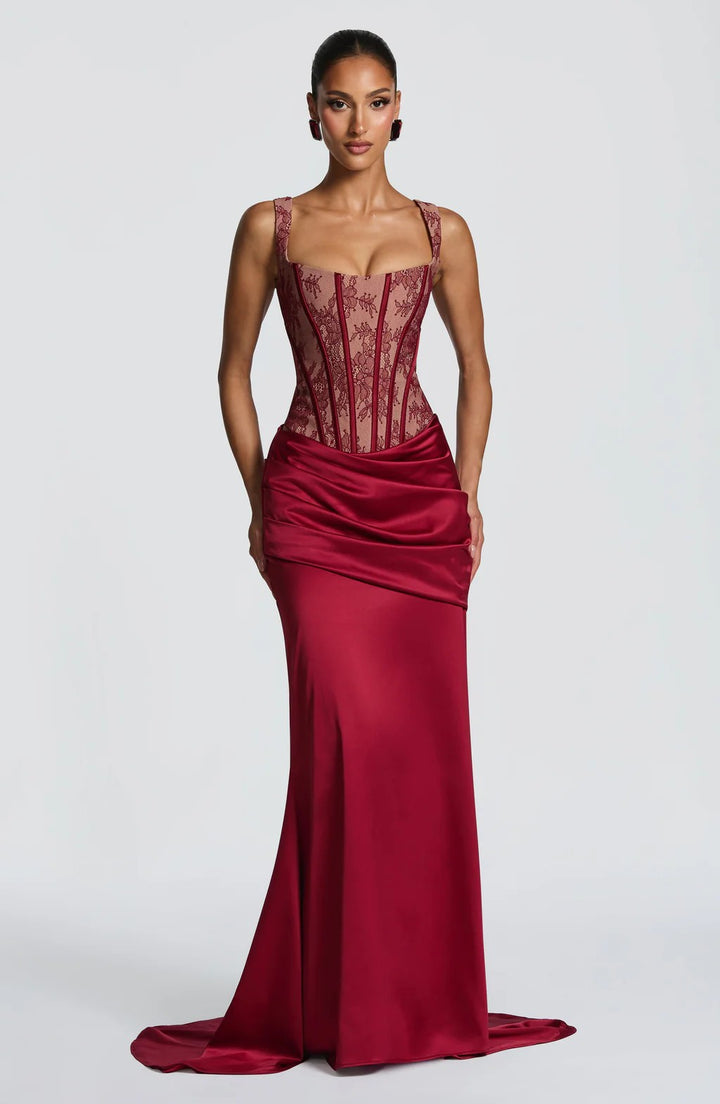 Damen Elegantes Abendkleid mit Korsett-Oberteil und drapiertem Rock Echo Archiv