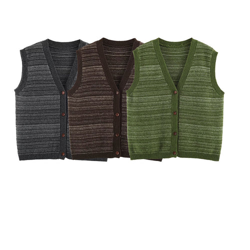 Herren Gestrickte Weste mit V-Ausschnitt, Knopfleiste und feinem Strukturstrick Echoarchiv
