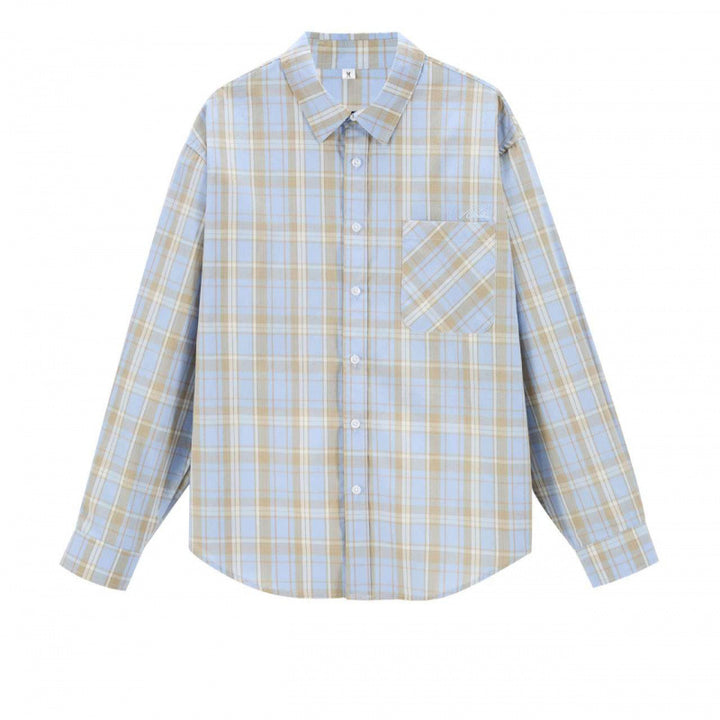 Unisex Boxy-kariertes Overshirt mit Hemdkragen und aufgesetzter Brusttasche Echo Archiv