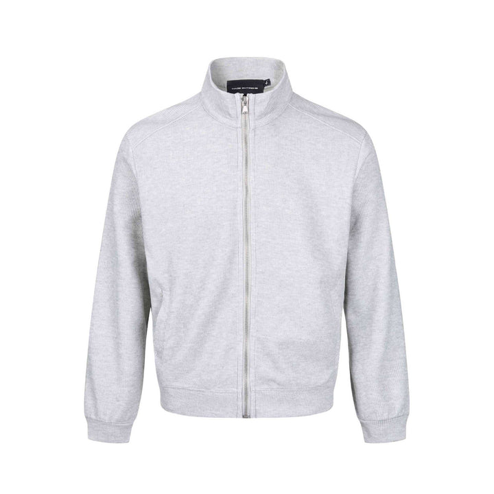 Herren Leichte Sweatjacke aus Baumwoll‑Mix mit Stehkragen, durchgehendem Reißverschluss und Eingrifftaschen Echoarchiv