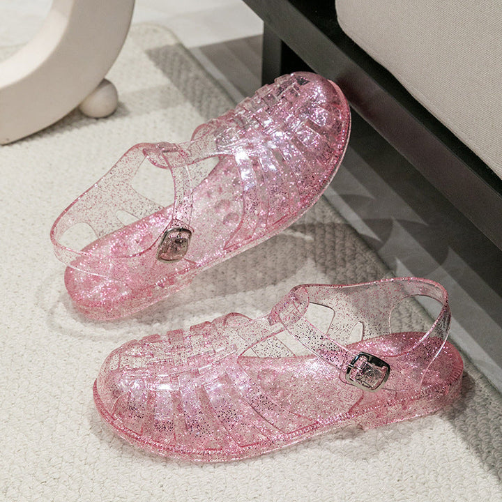 Damen Glitzernde Freizeit-Sandalen Im Riemchen-Stil mit Verstellbarem Verschluss Echoarchiv