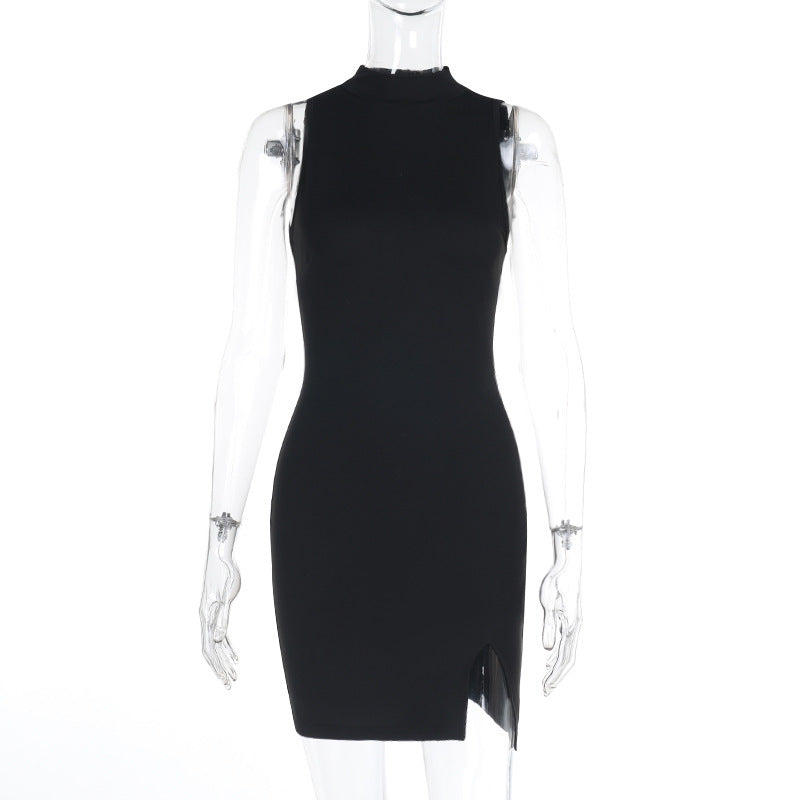 Damen figurbetontes Minikleid mit modernem Stehkragen und schlitz Echo Archiv