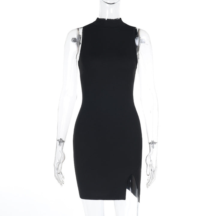 Damen figurbetontes Minikleid mit modernem Stehkragen und schlitz Echo Archiv