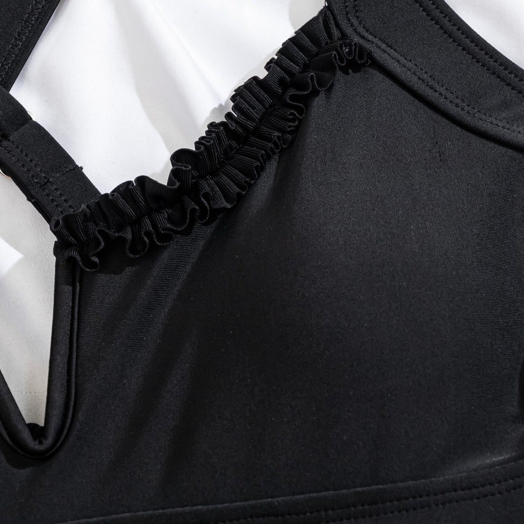 Damen Eleganter Einteiler mit Rüschen und tiefem V-Ausschnitt Echo Archiv
