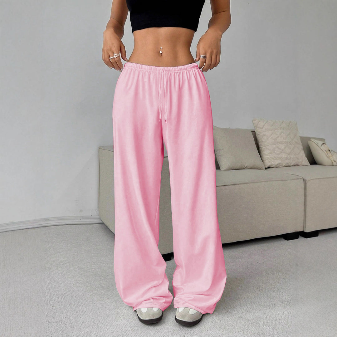 Damen weiter Highwaist Palazzo-Jogger mit elastischem Komfortbund, Kordelzug und seitlichen Eingrifftaschen – Avélisse