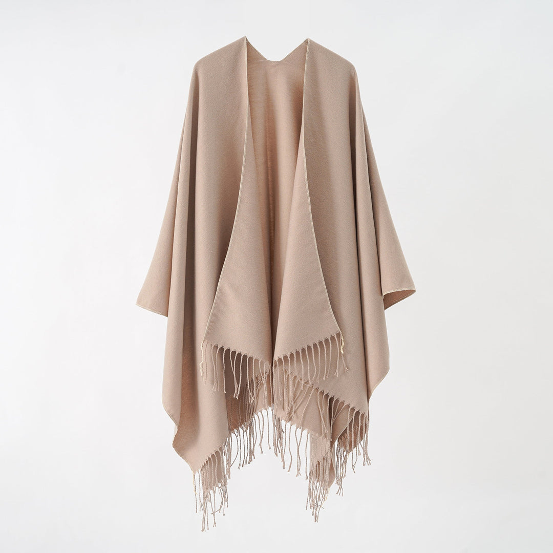 Damen Modischer Fransen-Poncho Aus Weichem Material mit Luxuriösem Fall Echoarchiv