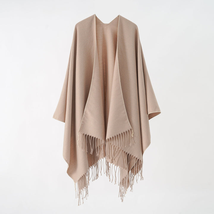 Damen Modischer Fransen-Poncho Aus Weichem Material mit Luxuriösem Fall Echoarchiv