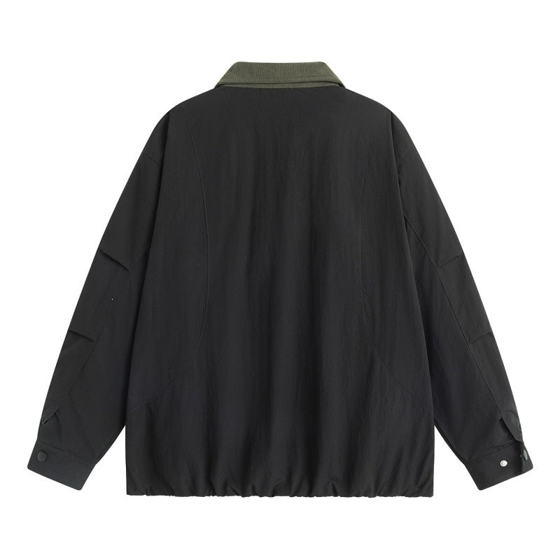 Herren Leichte Harrington-Übergangsjacke mit Cordkragen, verdeckter Druckknopfleiste & Reißverschlusstaschen Echoarchiv