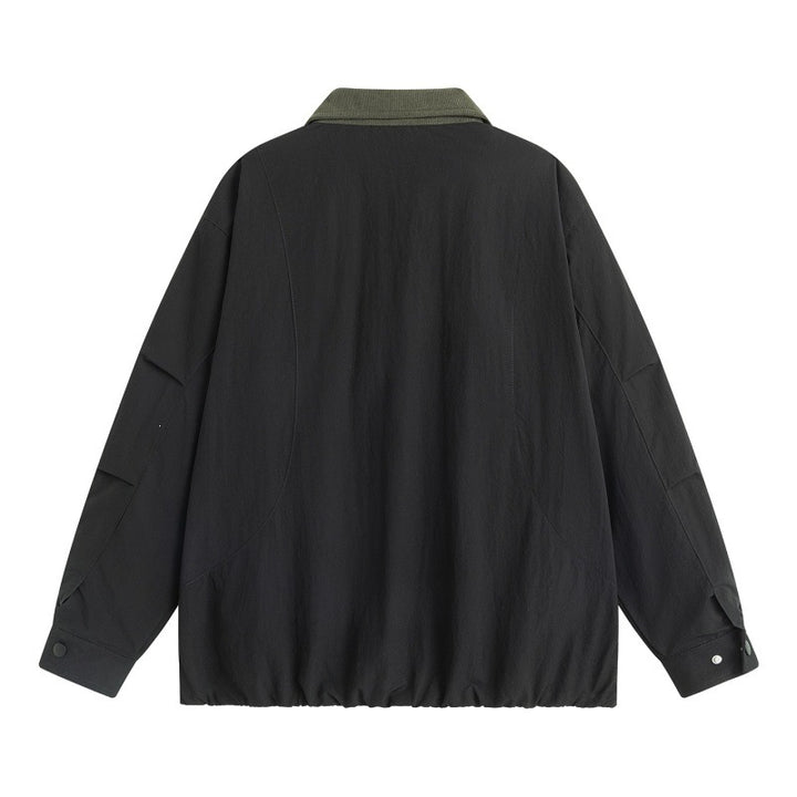 Herren Leichte Harrington-Übergangsjacke mit Cordkragen, verdeckter Druckknopfleiste & Reißverschlusstaschen Echoarchiv