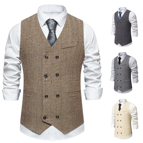 Herren elegante Weste mit strukturiertem Hahnentrittmuster Echoarchiv