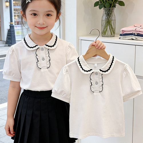 Mädchen modische Bluse mit Rüschendetails Echo Archiv