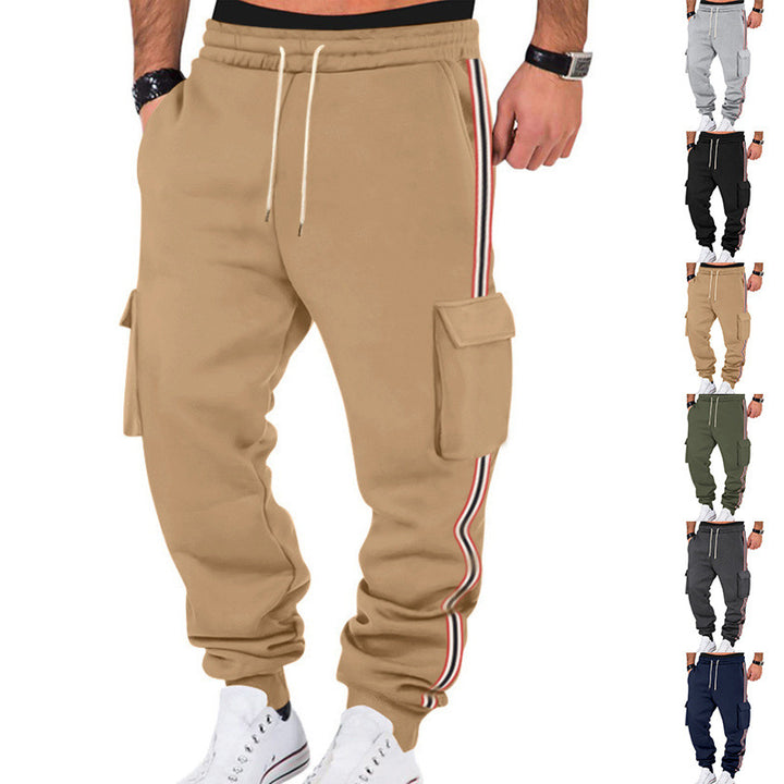 Herren Cargo-Joggerhose mit seitlichen Klapp‑Cargotaschen, Tunnelzug & Rippbündchen – Bravaro