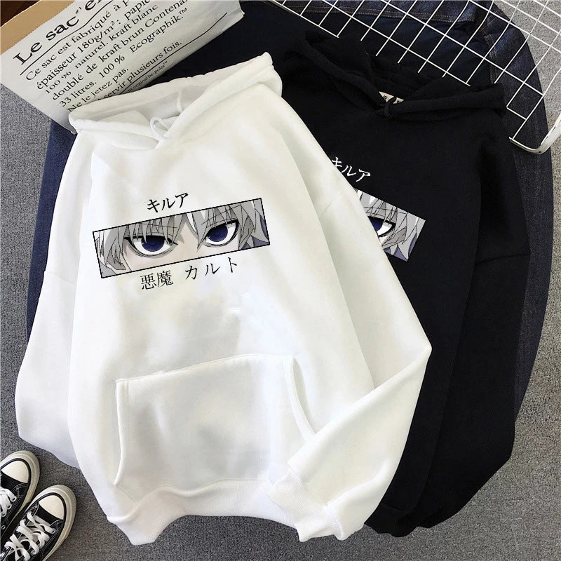 Unisex oversized Kapuzenpullover mit anime Augenprint und weicher Baumwollmischung – Auréline