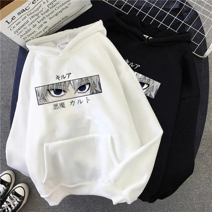Unisex oversized Kapuzenpullover mit anime Augenprint und weicher Baumwollmischung – Auréline