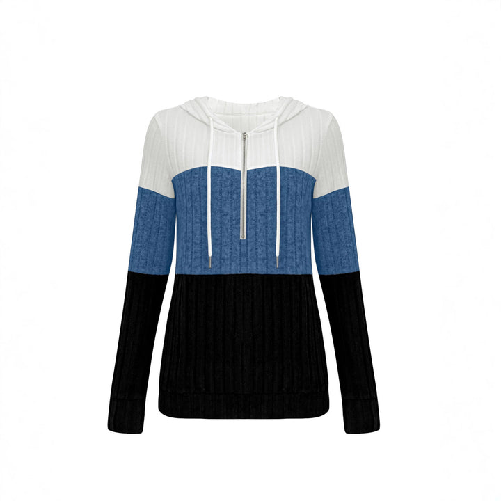 Damen Geripptes Lounge-Set mit Kapuzen-Halfzip und weitem Palazzo-Strickhose – Élanora