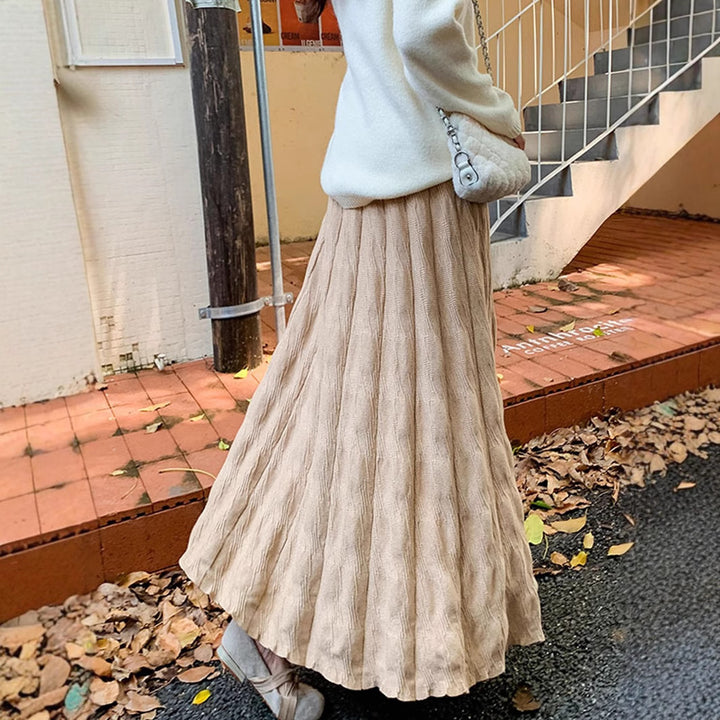 Damen Langer, eleganter Strickrock mit feinem Wellenmuster Echo Archiv