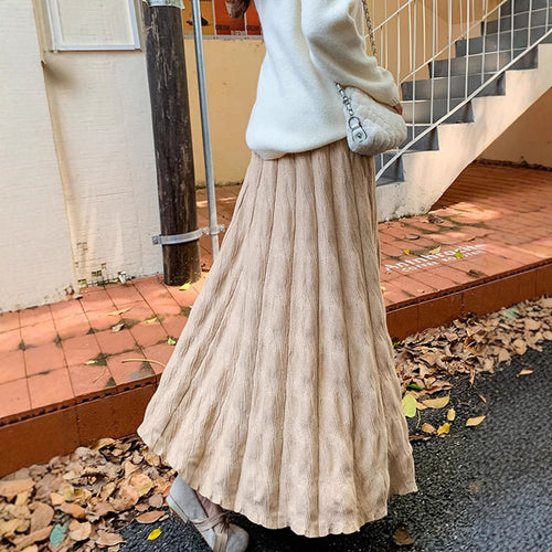 Damen Langer, eleganter Strickrock mit feinem Wellenmuster Echo Archiv
