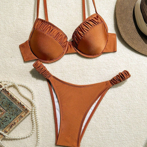Damen Push-Up-Bikini mit Raffungen und verstellbaren Trägern Echo Archiv