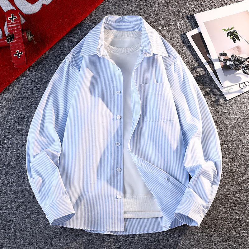 Herren nan gestreifte Overshirt Hemdjacke aus Baumwollmischung mit Brusttasche Echo Archiv