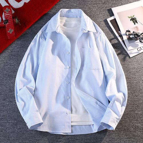 Herren nan gestreifte Overshirt Hemdjacke aus Baumwollmischung mit Brusttasche Echo Archiv