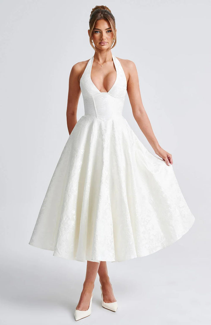 Damen Elegantes Halterneck-Ballkleid mit weitem Rock Echo Archiv