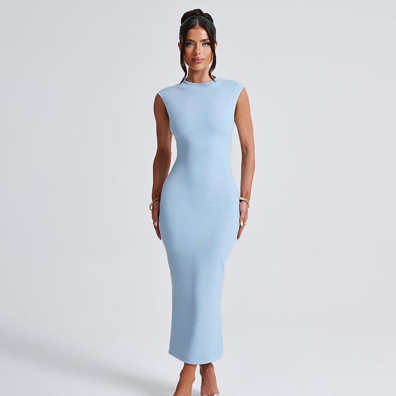Damen figurbetontes Maxikleid mit elegantem Stehkragen Echo Archiv