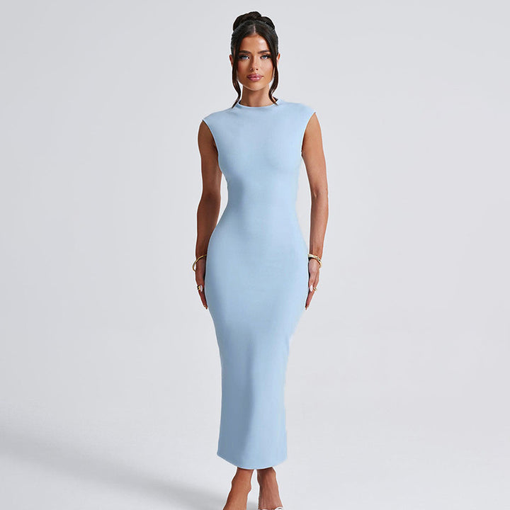 Damen figurbetontes Maxikleid mit elegantem Stehkragen Echo Archiv