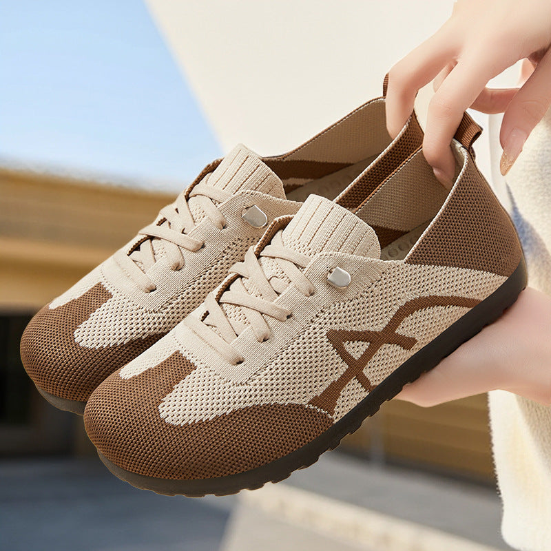 Damen nan komfortabler gestrickter Slip-On Sneaker mit elastischem Schaft, dekorativer Schnürung und flexibler rutschfester Laufsohle Echo Archiv
