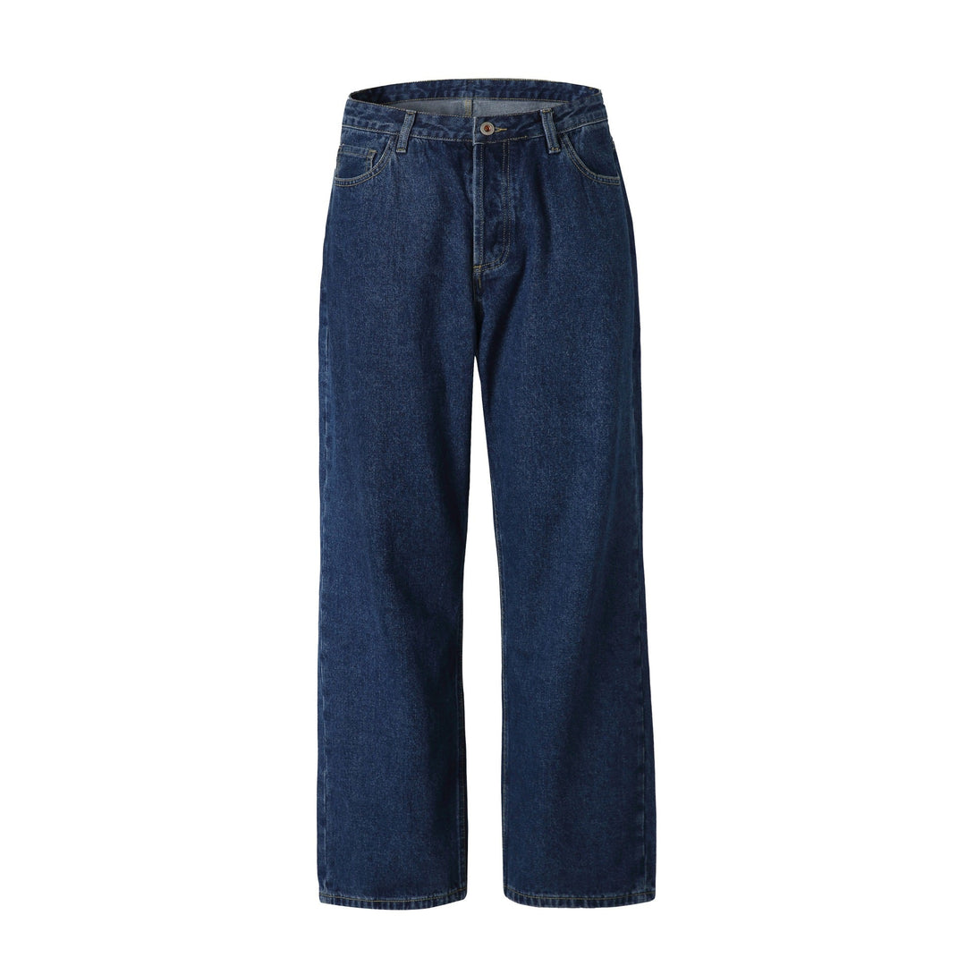 Damen Hochtaillierte gerade geschnittene Denim-Jeans mit weitem Bein Echoarchiv