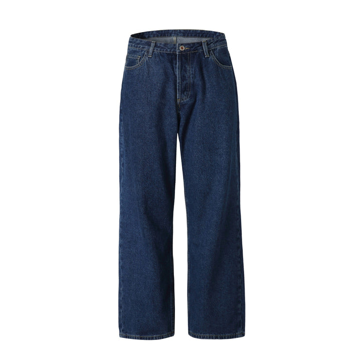 Damen Hochtaillierte gerade geschnittene Denim-Jeans mit weitem Bein Echoarchiv