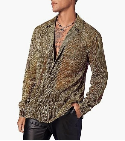 Damen nan schimmernde Crinkle-Hemdbluse mit Viskose-Optik Hemdkragen und Manschetten Echo Archiv